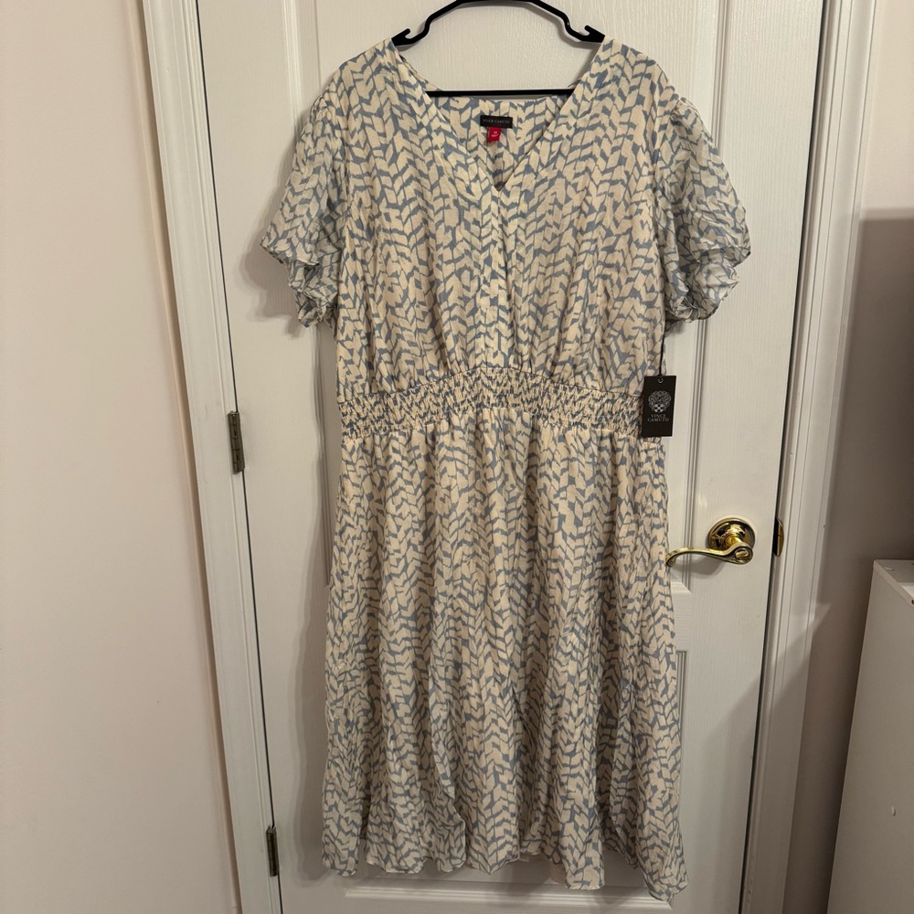 Abstract Print Puff Sleeve Maxi Dress Size 3X